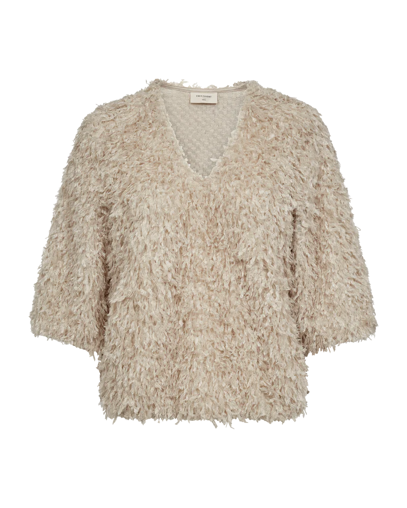 FQNOLA – BLUSE IN VELOURSQUALITÄT - BEIGE