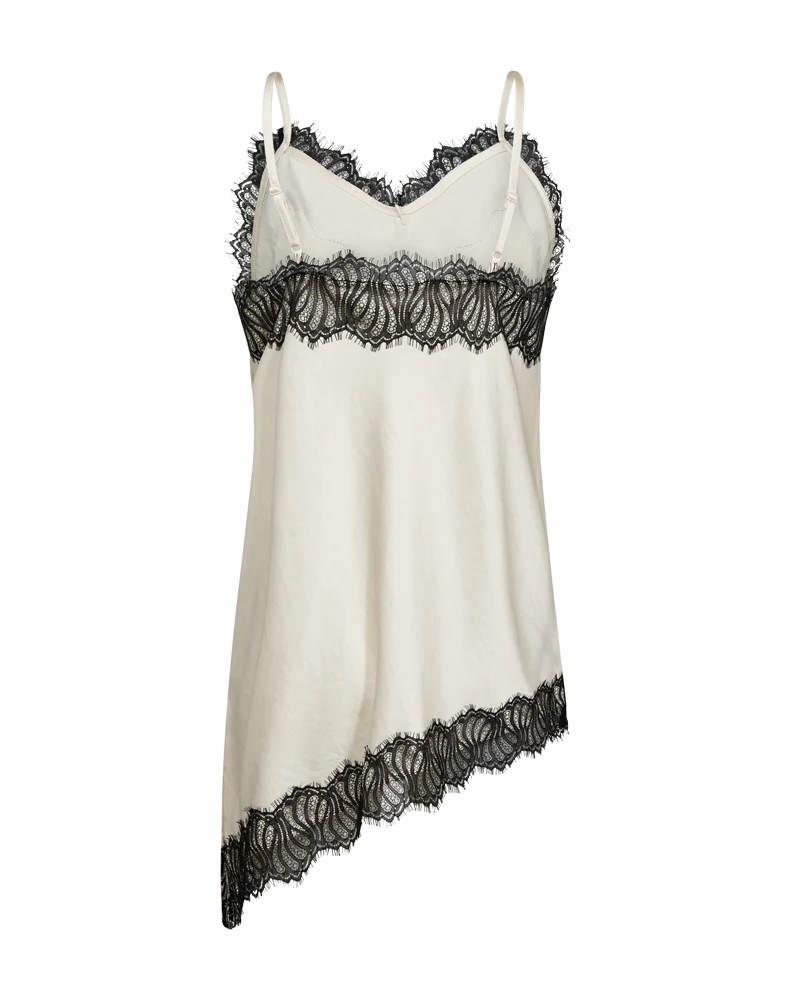 FQDOVA – TOP MIT SPITZENDETAILS - BEIGE UND SCHWARZ