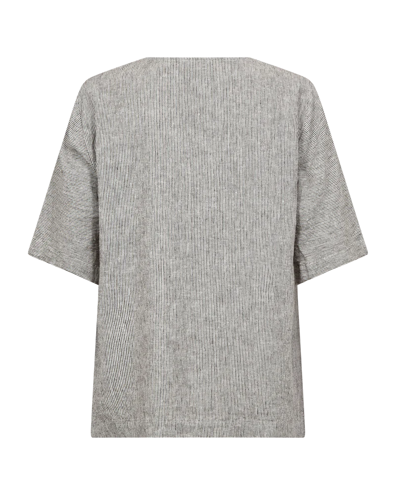 FQLAVA - LEINEN BLUSE - WEISS UND BRAUN