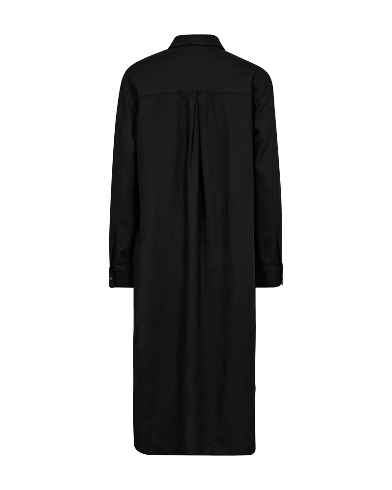 FQLAVA - BLUSENKLEID MIT LEINEN - SCHWARZ