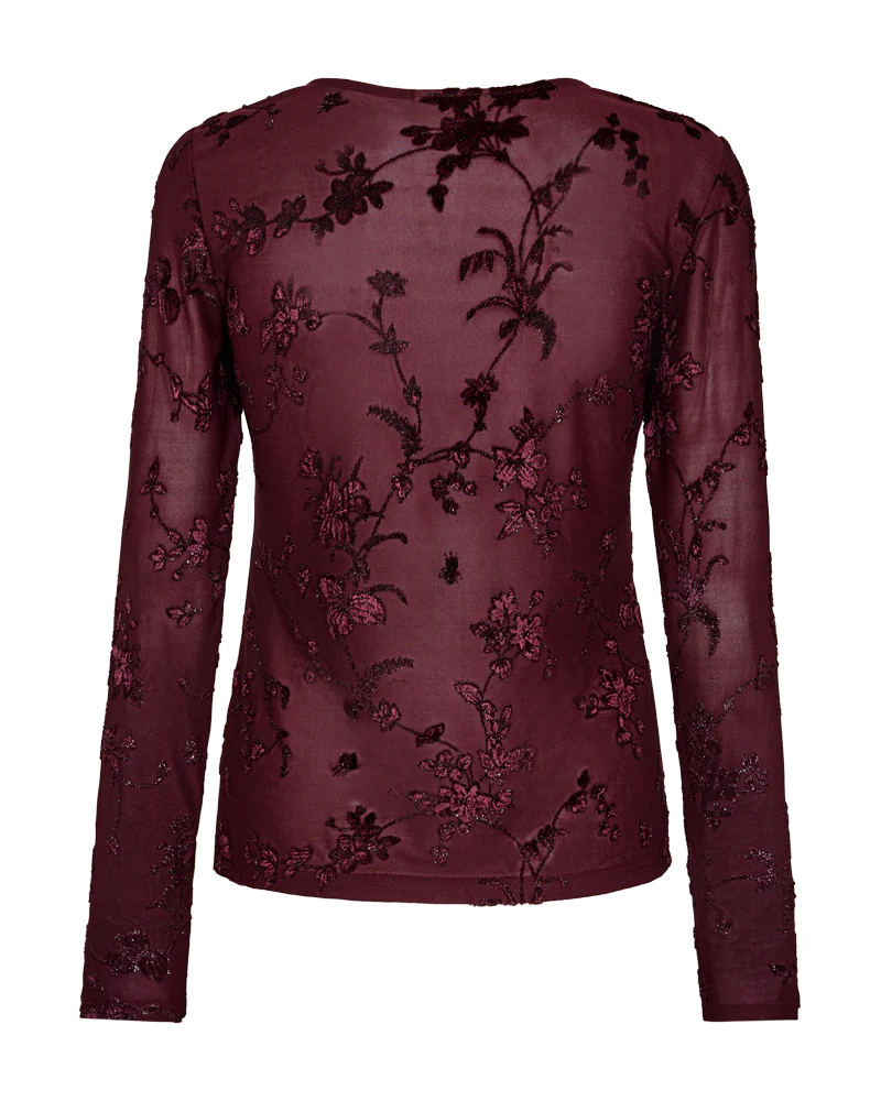 FQBISKA – BLUSE IN MESH-QUALITÄT - BORDEAUX