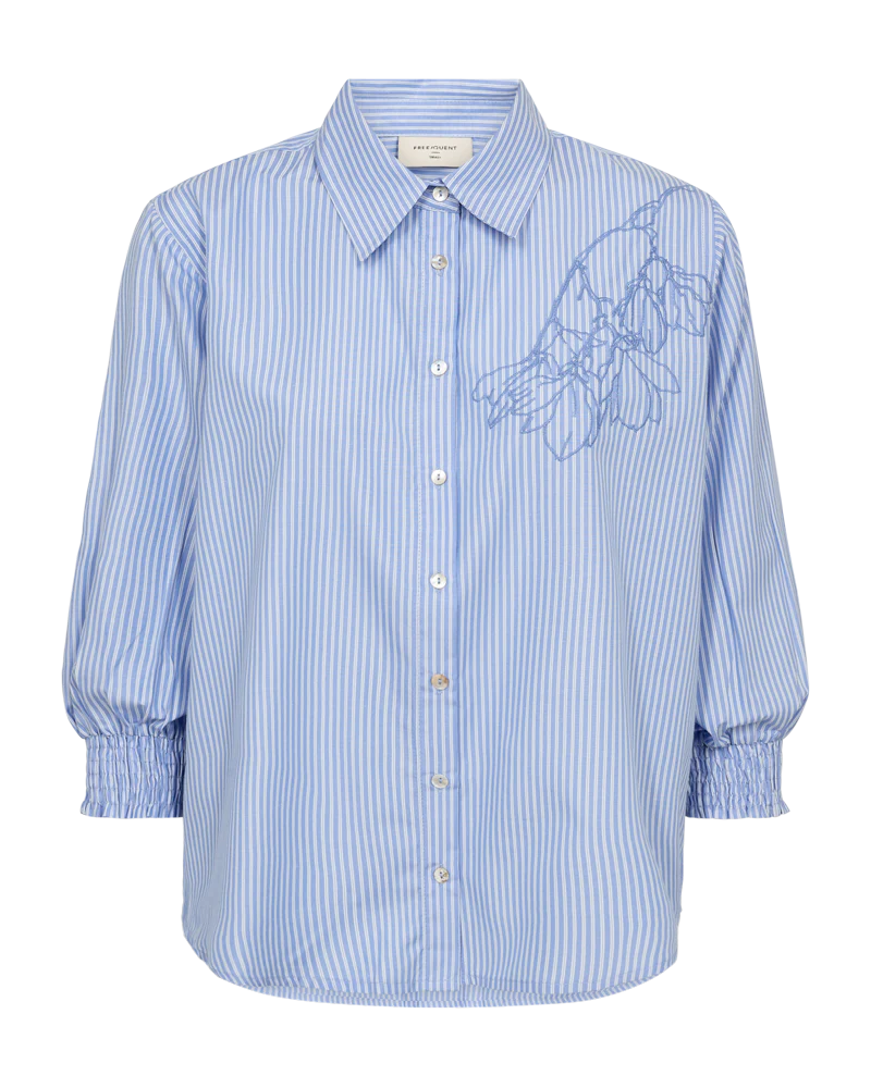 FQEVALINA – HEMD MIT STICKEREI - WEISS UND BLAU