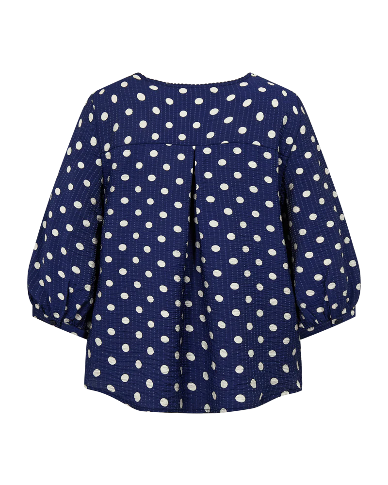 FQALMA – BLUSE MIT PUNKTEN - BLAU UND WEISS