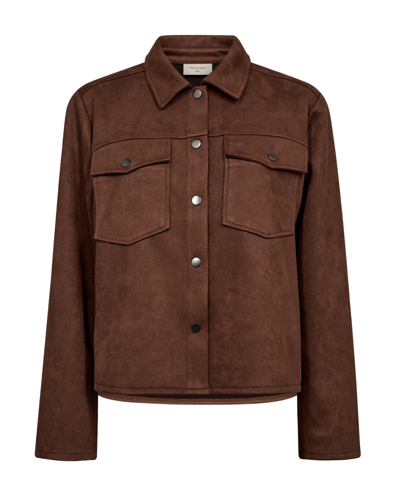 FQDUWA - JACKE MIT FRANSEN - BRAUN