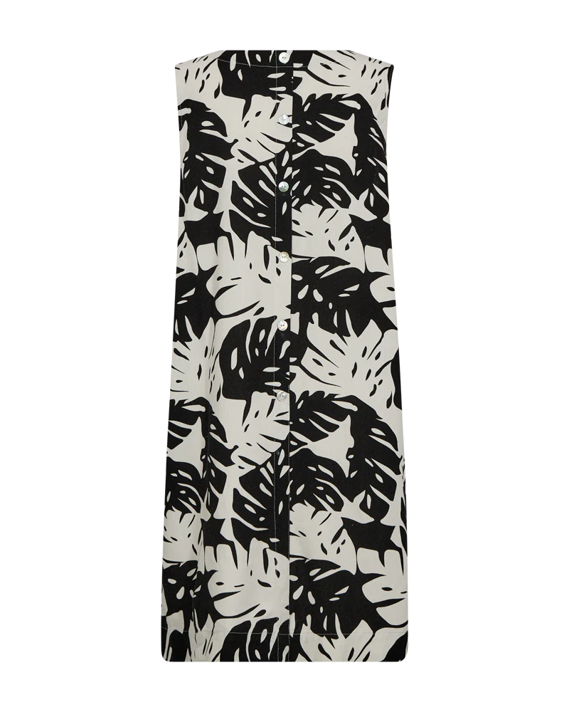 FQLAVISCO - FLORALES KLEID - BEIGE UND SCHWARZ