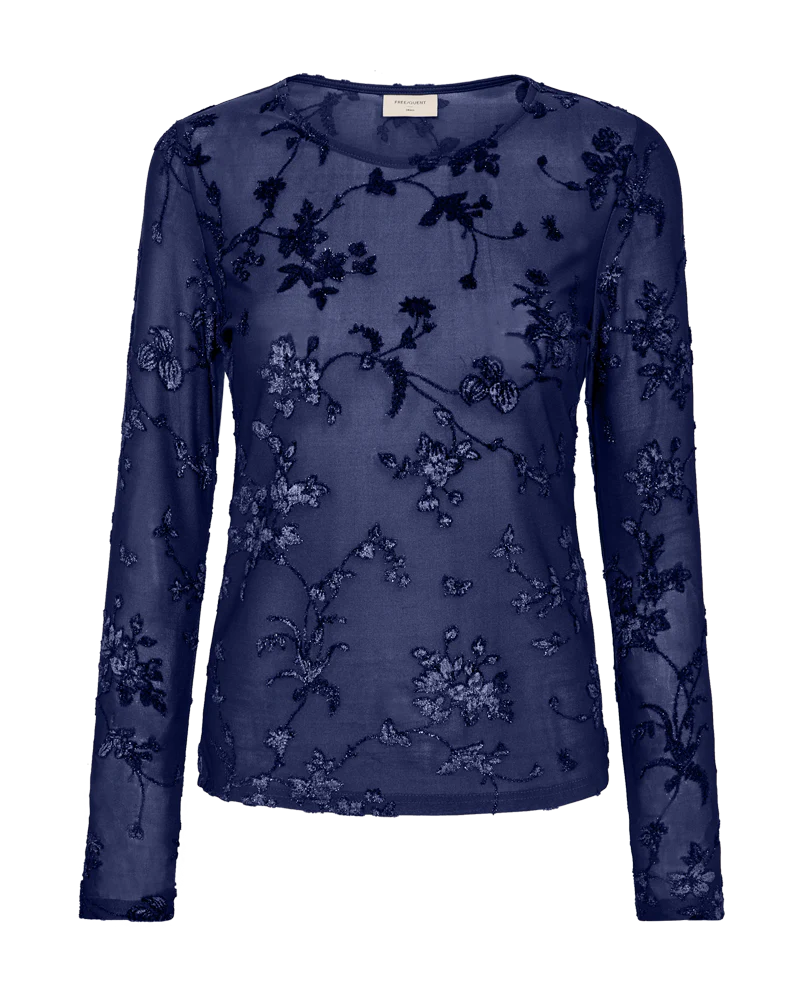 FQBISKA – BLUSE IN MESH-QUALITÄT - BLAU