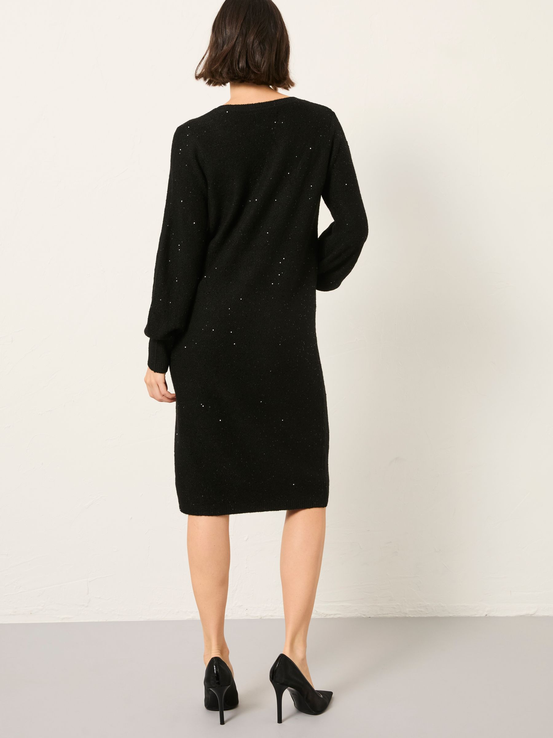 Black Regular Sparkle Knit Midi Dress