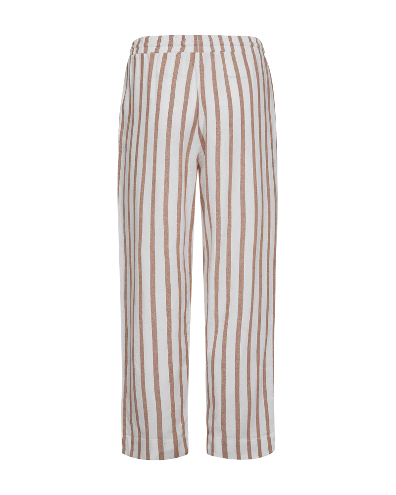 FQLAVISCO - GESTREIFTE KNÖCHELLANGE HOSE - WEISS UND  BRAUN