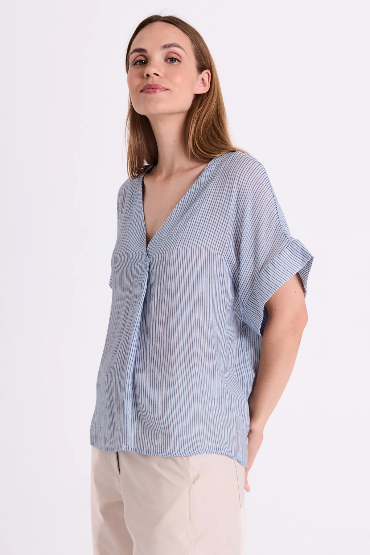 FQOLIVA - BLUSE - BLAU UND WEISS