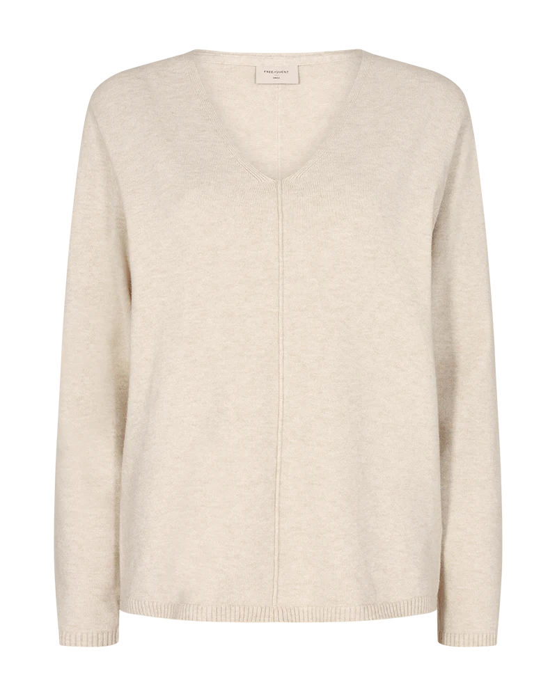 FQCLAURA - PULLOVER MIT V-AUSSCHNITT - BEIGE