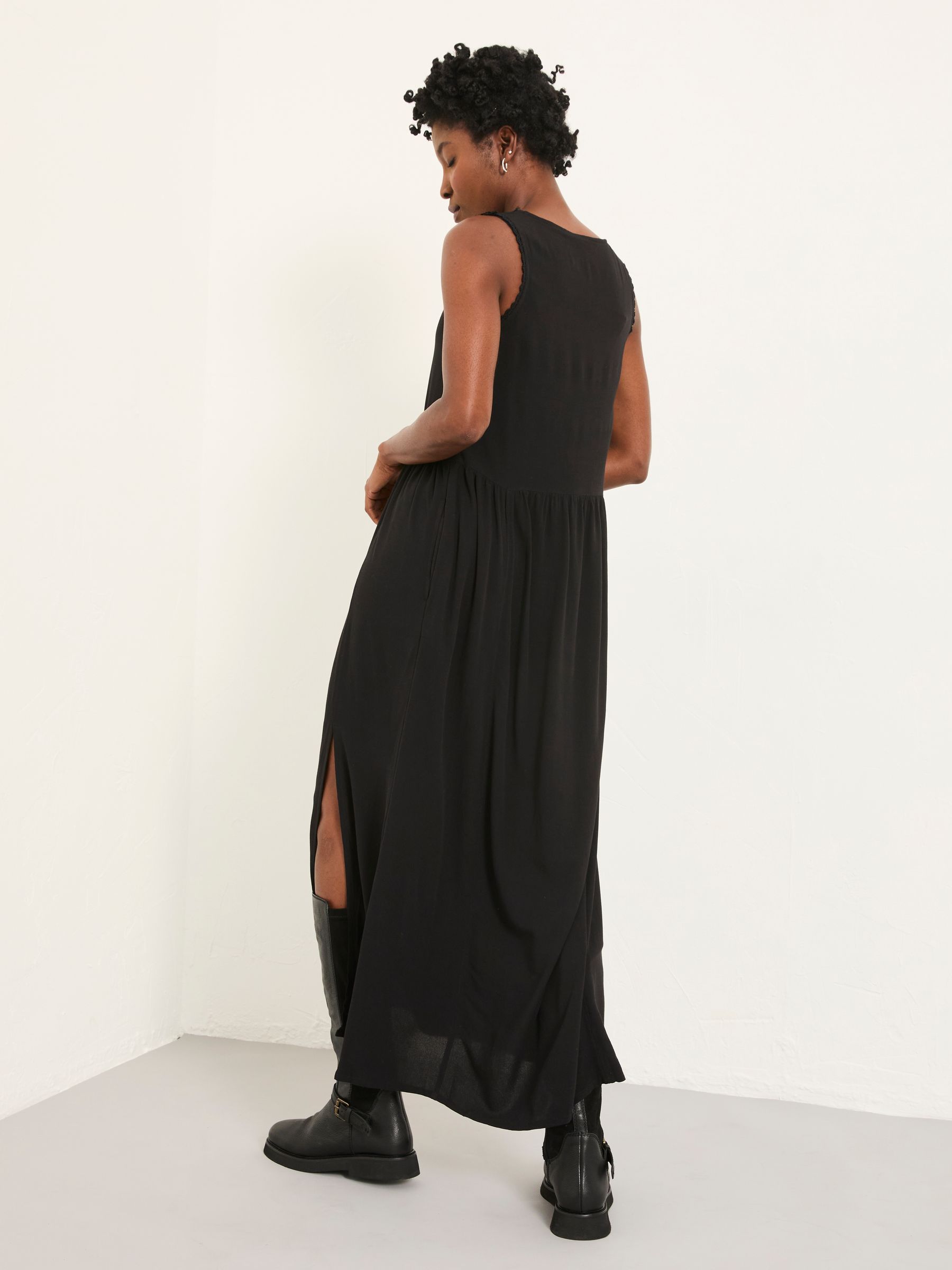 Aileen Black Petite Slip Midi Dress