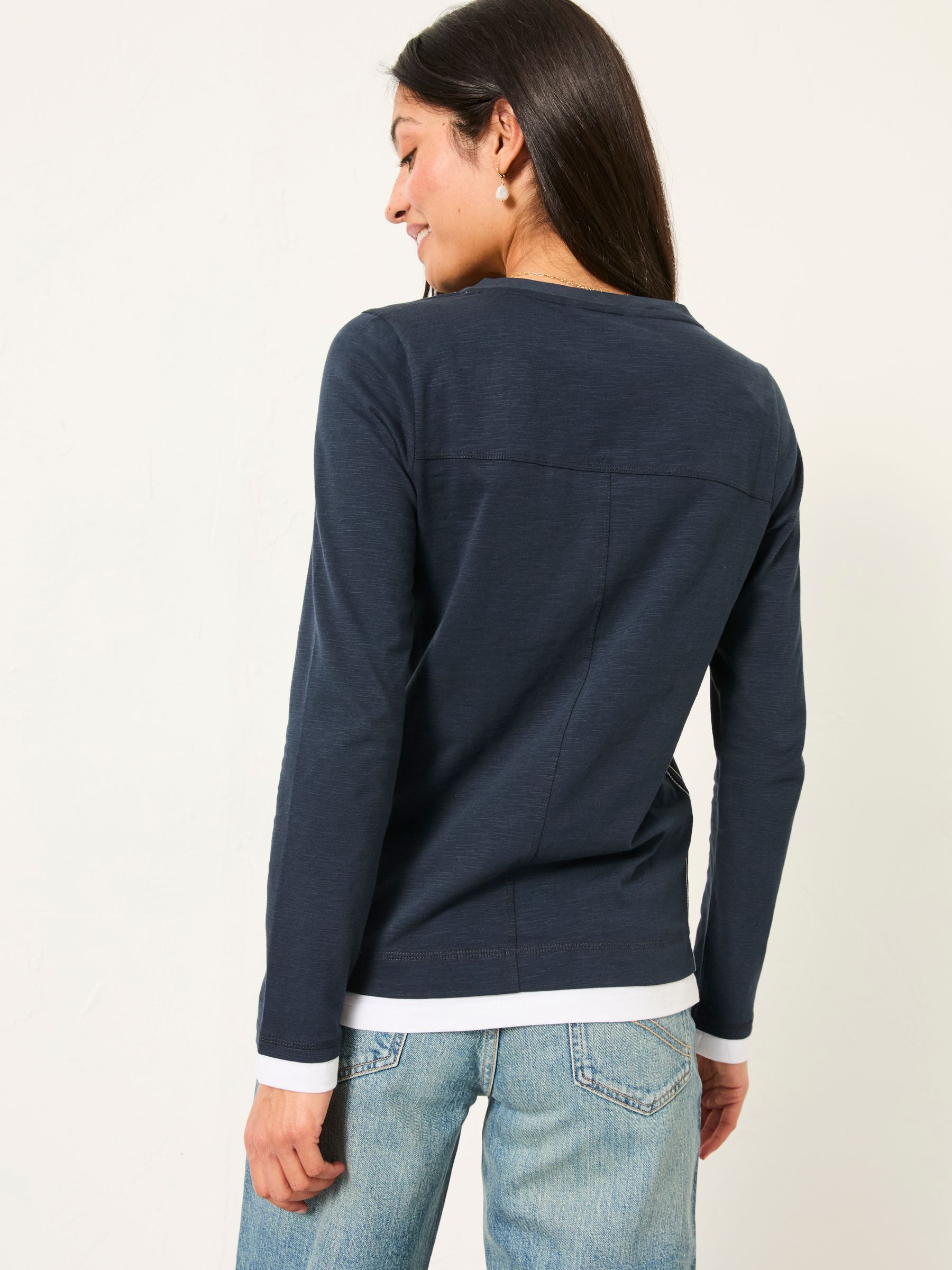 Navy Mock Henley Top