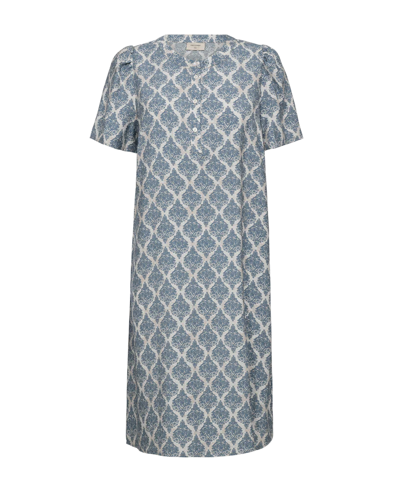 FQABY - DRESS MIT PRINT - WEISS UND BLAU