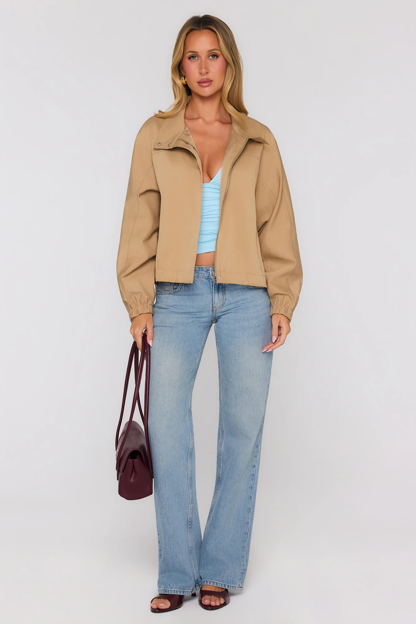 Berlin Funnel Neck Jacket Beige