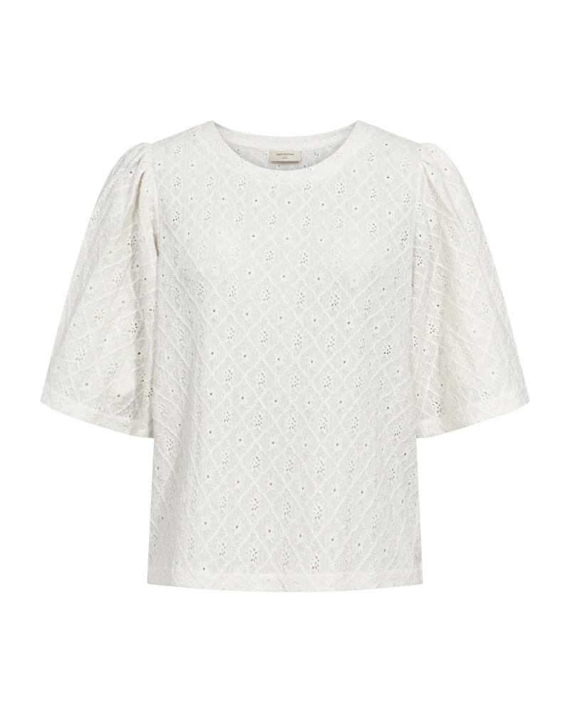 FQKIONA – BLUSE MIT GESTICKTEM MUSTER - WEISS