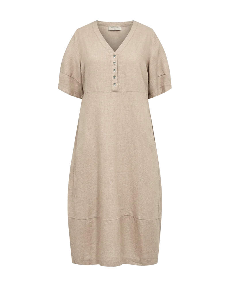 FQLAVA - LEINENKLEID - BEIGE