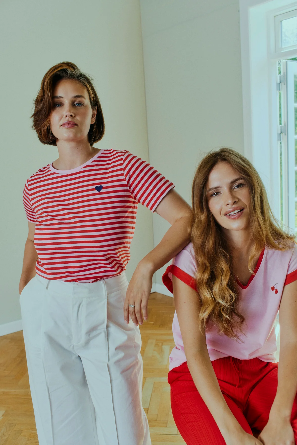 FQMIAN - T-SHIRT - ROT UND ROSA