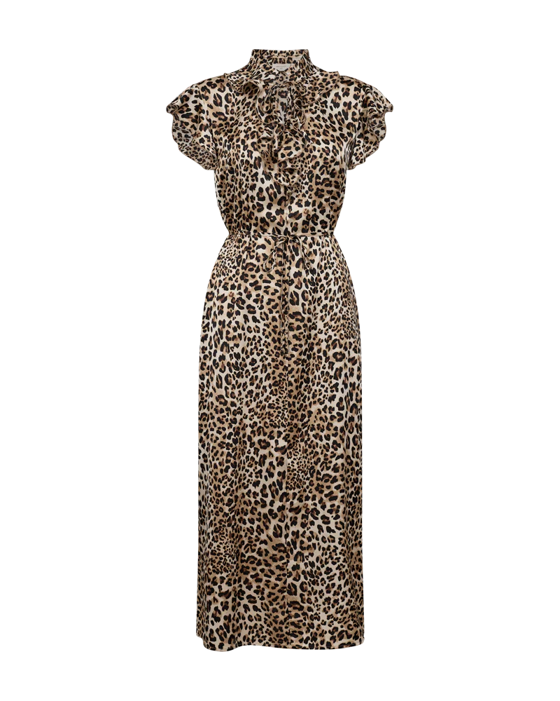 FQBAYLIN – KLEID MIT RÜSCHENÄRMELN - LEOPARD