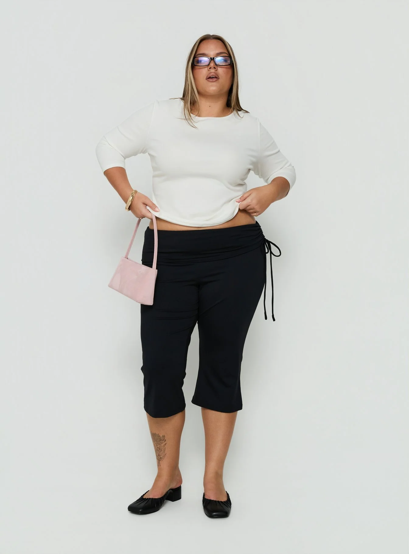 Bailor Channel Waistband Capri Pants Black Curve