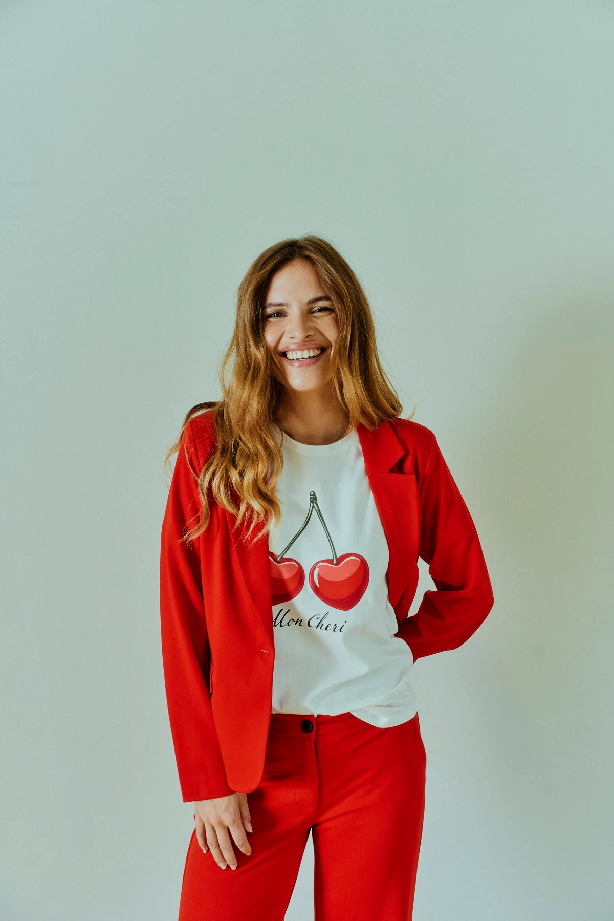 FQFENJAL - T-SHIRT - WEISS UND ROT