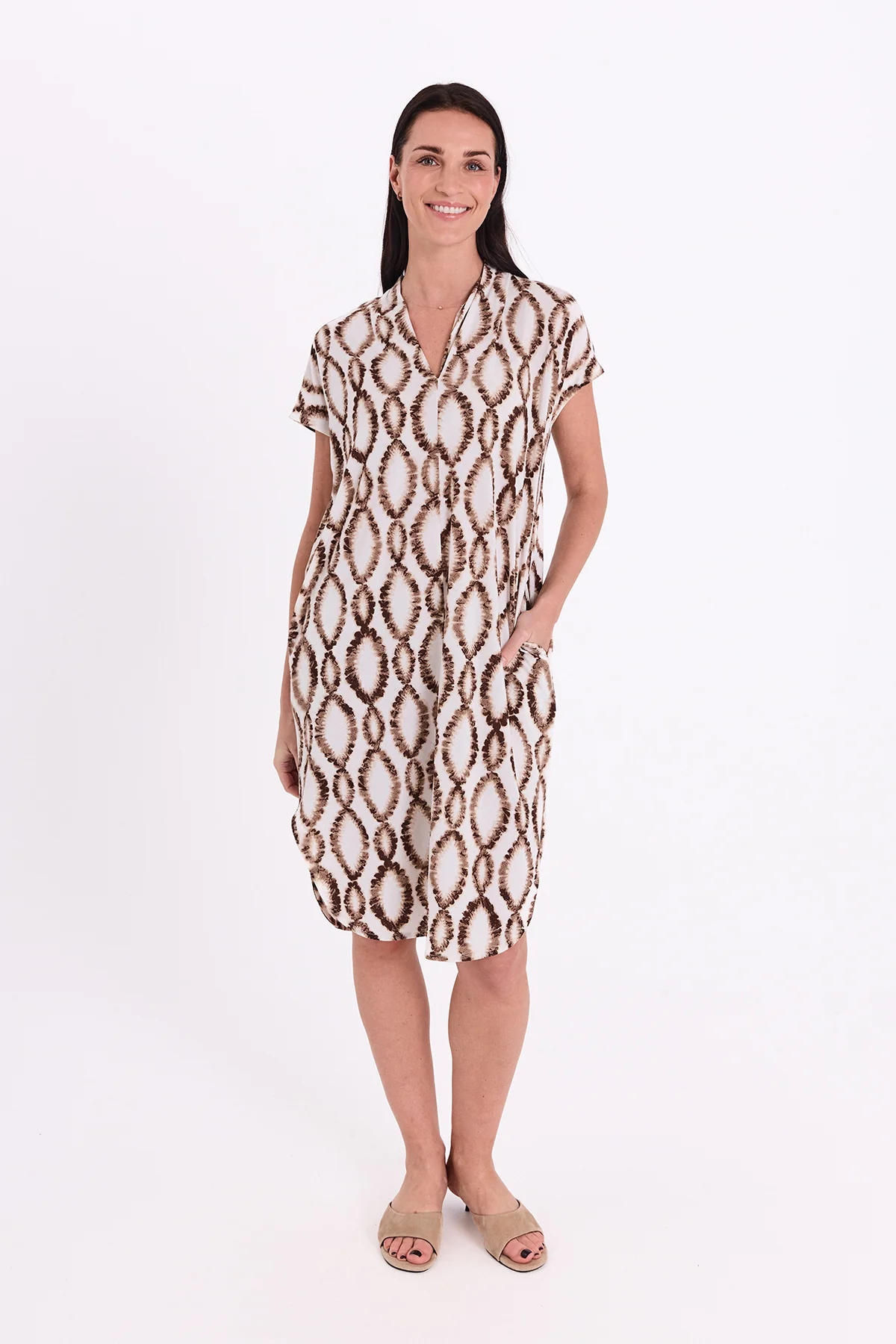 FQFLOI - KLEID - WEISS UND BRAUN