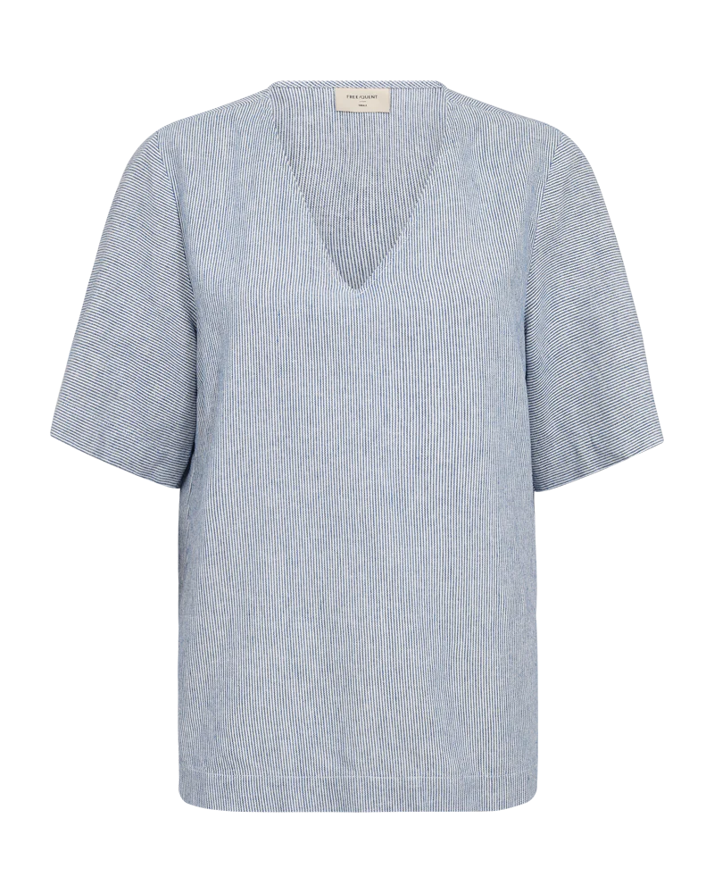 FQLAVA - BLUSE MIT STREIFENMUSTER - WEISS UND BLAU
