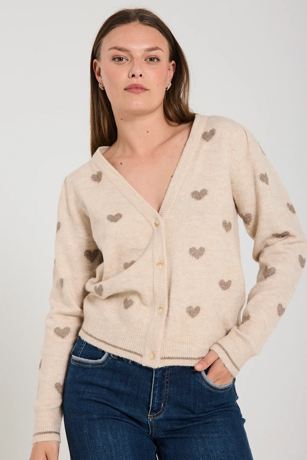 FQFAITH - CARDIGAN - BRAUN UND BEIGE
