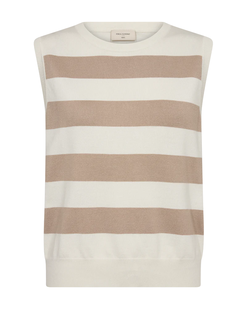 FQPIXIE - GESTREIFTES TOP - WEISS UND BEIGE