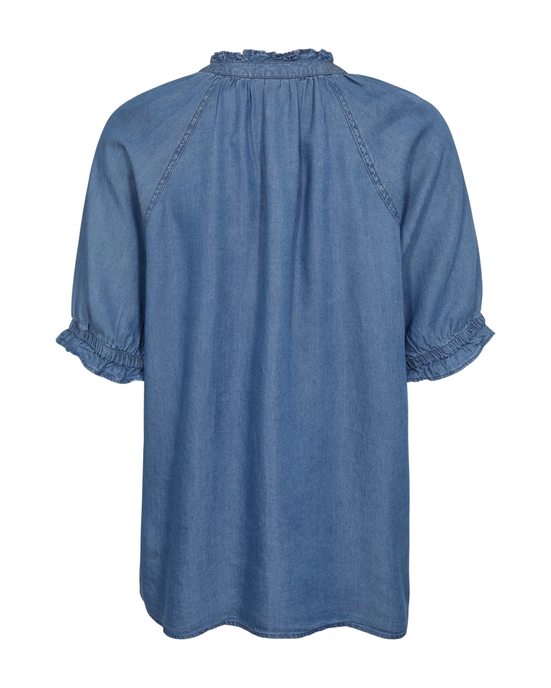 FQCARLY – BLUSE IM DENIM-LOOK - BLAU