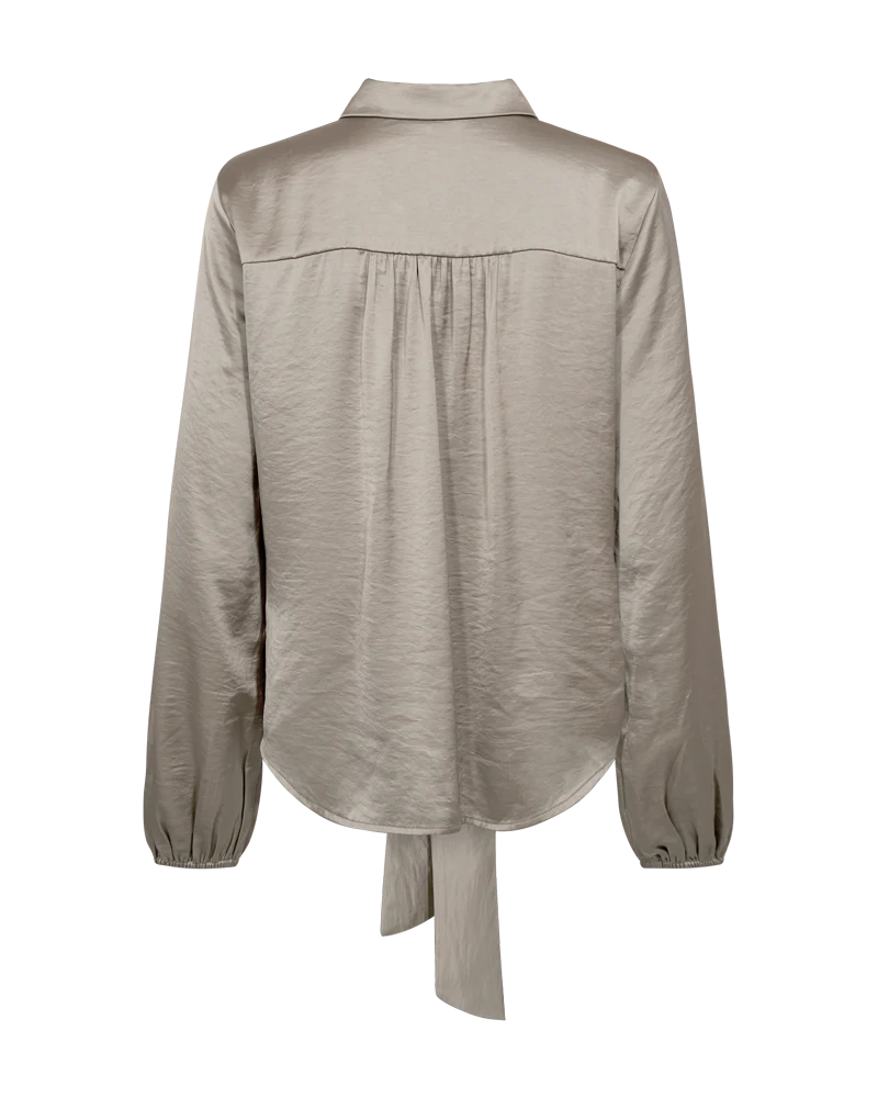 FQDOVE – BLUSE MIT GEKNOTETEM DETAIL - BRAUN