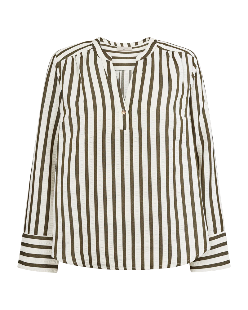 FQNOTO – GESTREIFTE BLUSE - WEISS UND GRÜN