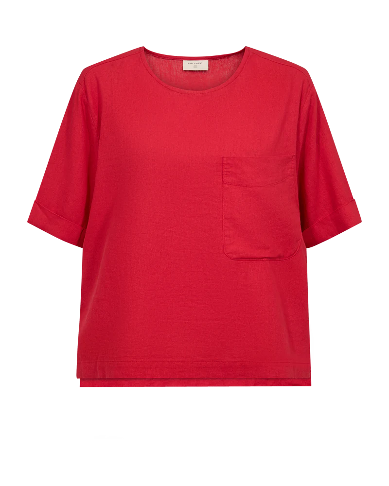 FQLAVA - LEINEN BLUSE - ROT
