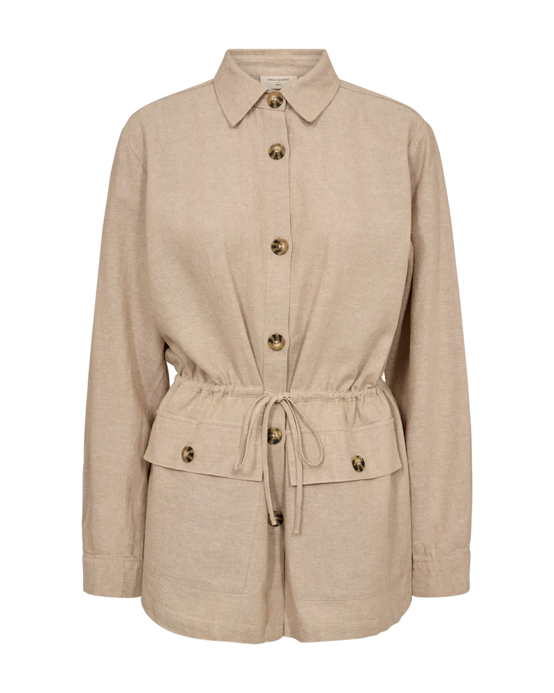 FQLAVA – LEINENHEMD MIT BINDENDETAILS - BEIGE