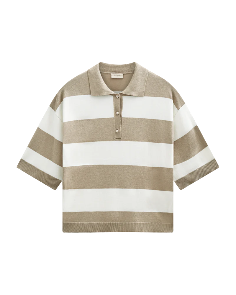 FQCONNY – GESTREIFTER PULLOVER - WEISS UND BRAUN