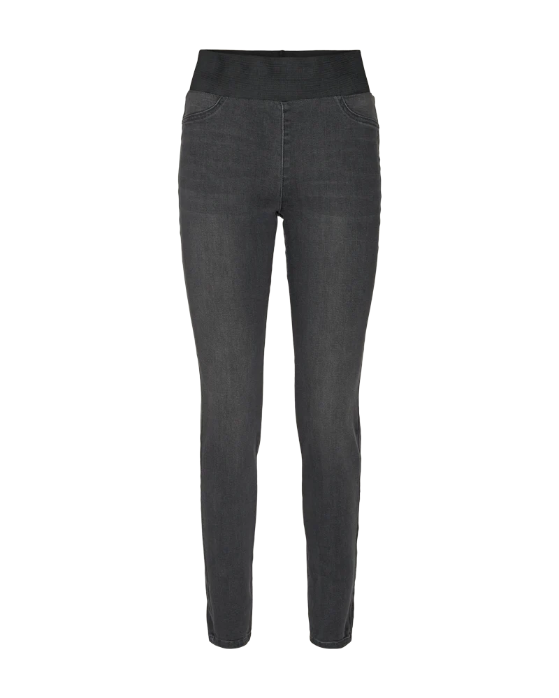 FQSHANTAL - DENIMHOSE MIT ELASTICHEM BUND - GRAU