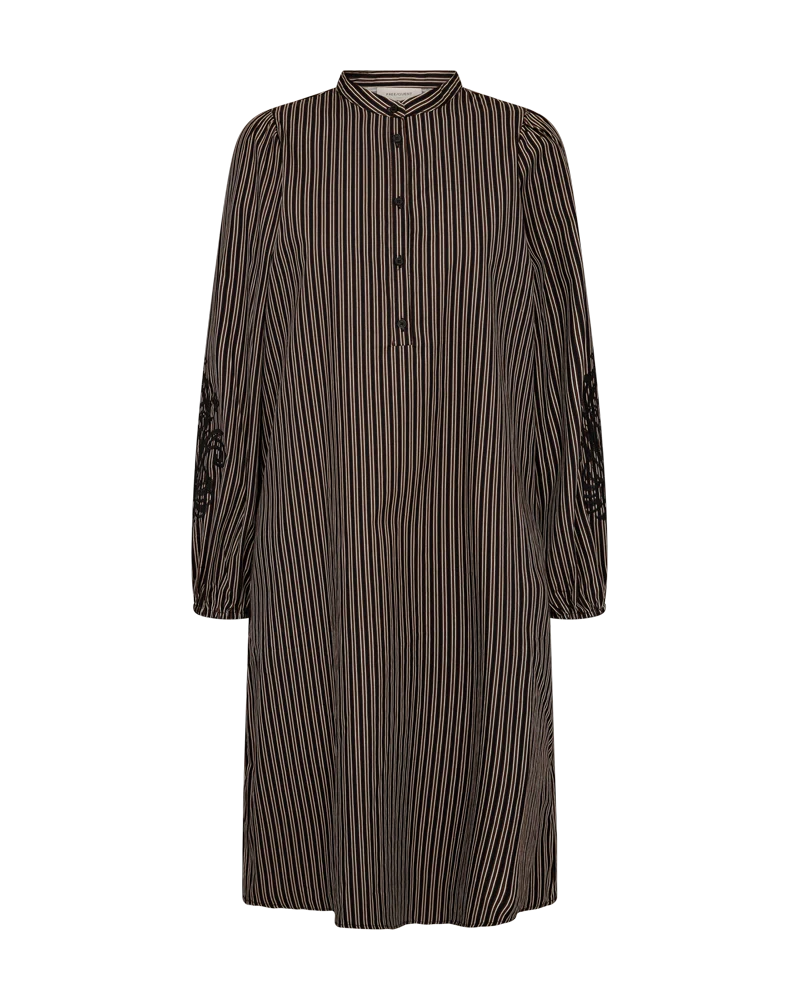 FQJOLIE – GESTREIFTES KLEID - SCHWARZ UND BRAUN