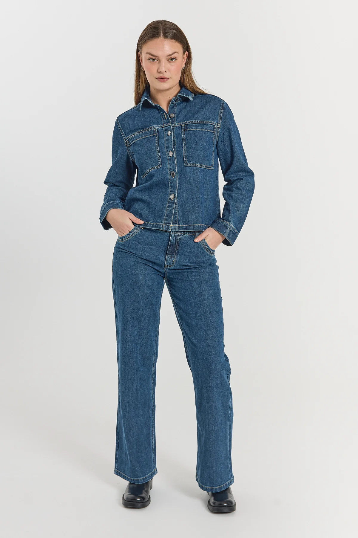 FQRINNA - DENIM-HOSE - BLAU