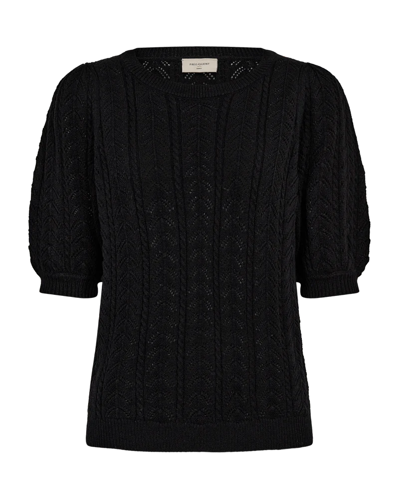 FQCLARRY – STRICKPULLOVER MIT LOCHMUSTER - SCHWARZ