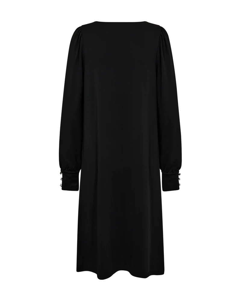 FQELVA – KLEID MIT BALLONÄRMELN - SCHWARZ