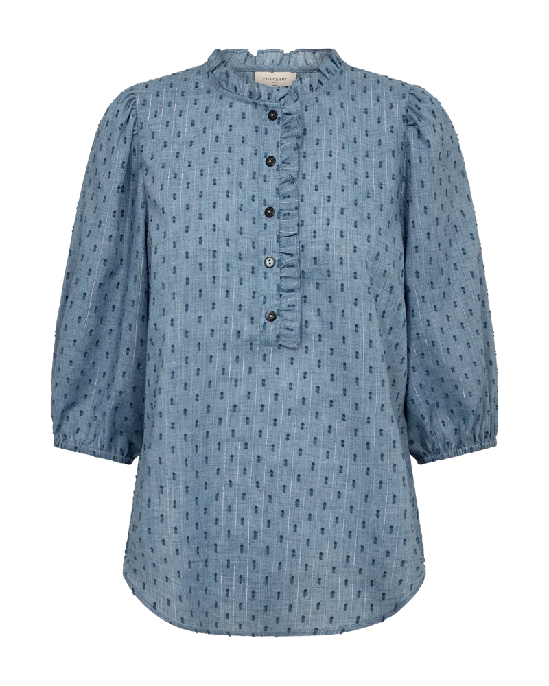 FQDINA – BLUSE MIT JACQUARDMUSTER - BLAU