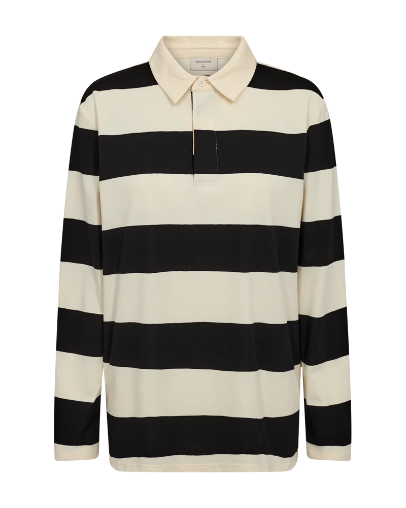 FQNILLA - POLOSHIRT - SCHWARZ UND  BEIGE