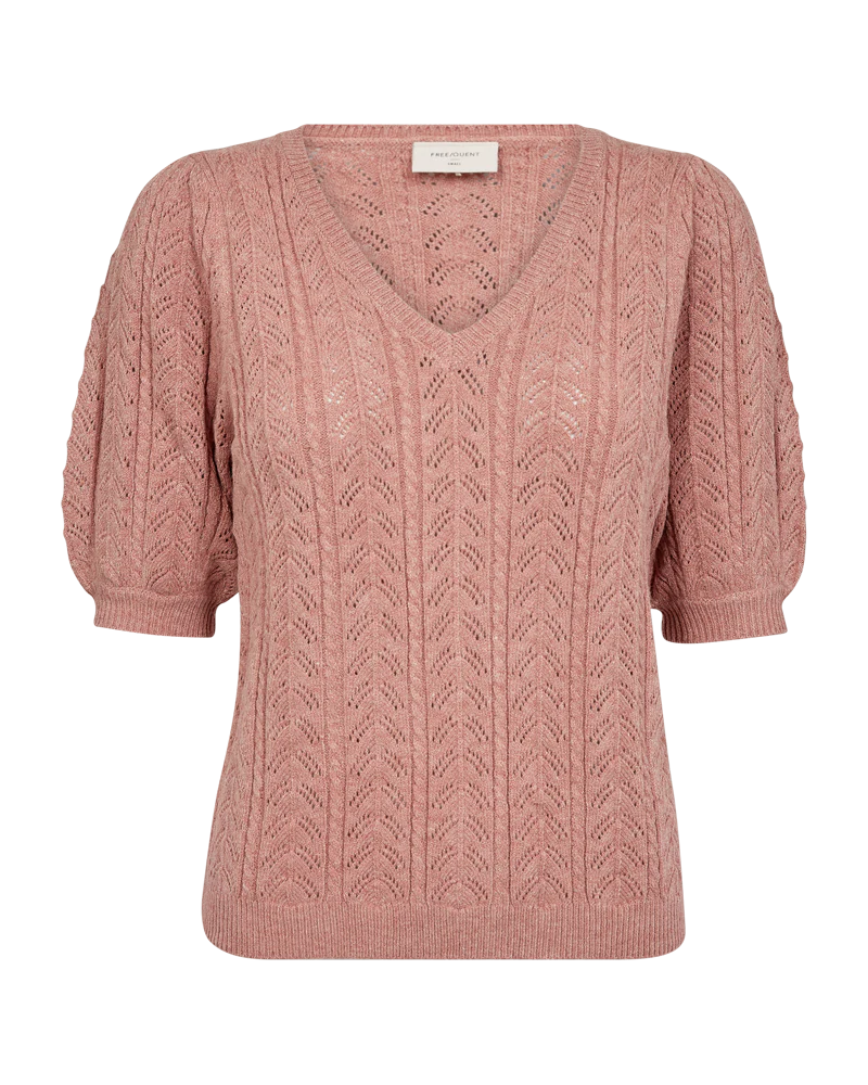 FQCLARRY – STRICKPULLOVER MIT LOCHMUSTER - ROSE