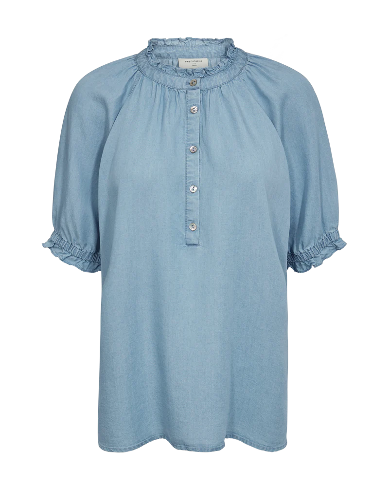 FQCARLY – BLUSE IM DENIM-LOOK - BLAU