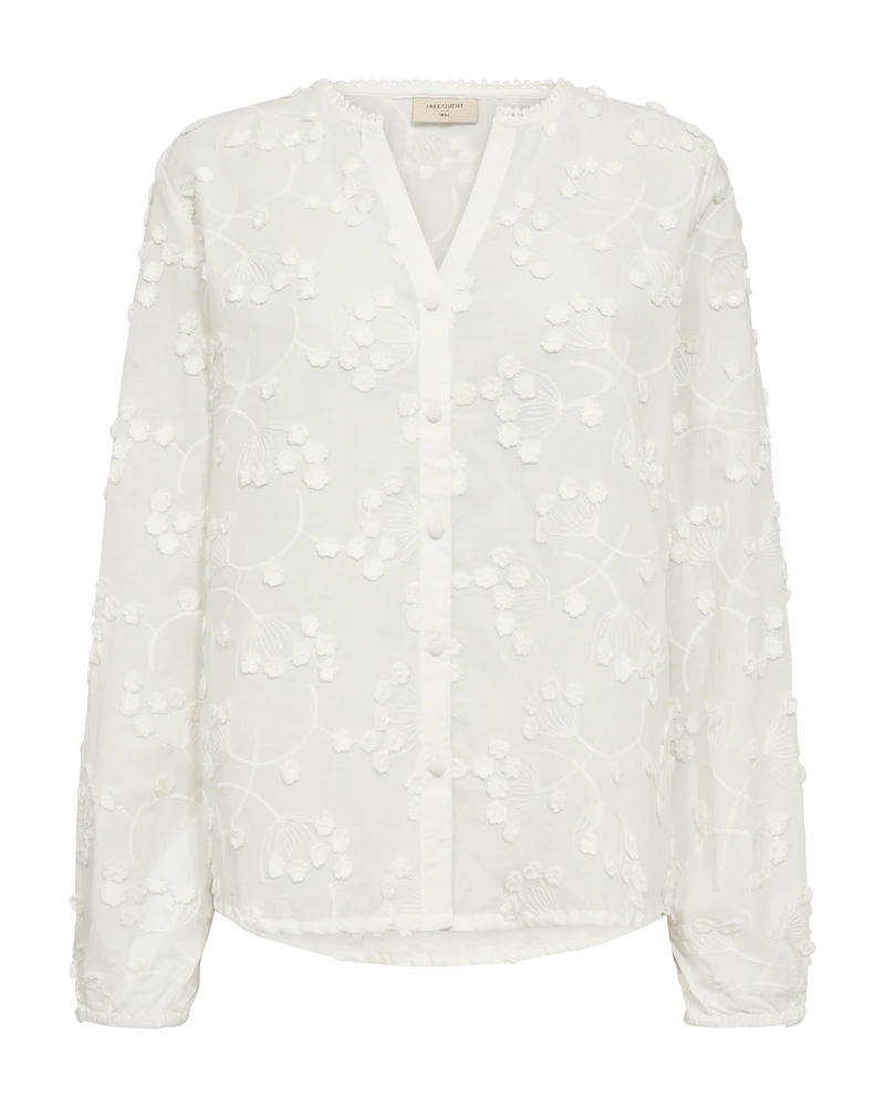 FQSELIA – BLUSE MIT FLORALER STICKEREI - WEISS