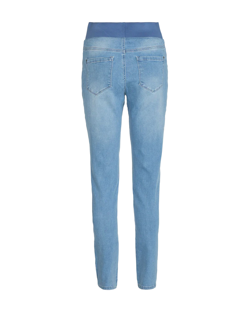 FQSHANTAL - DENIMHOSE MIT ELASTICHEM BUND - BLAU
