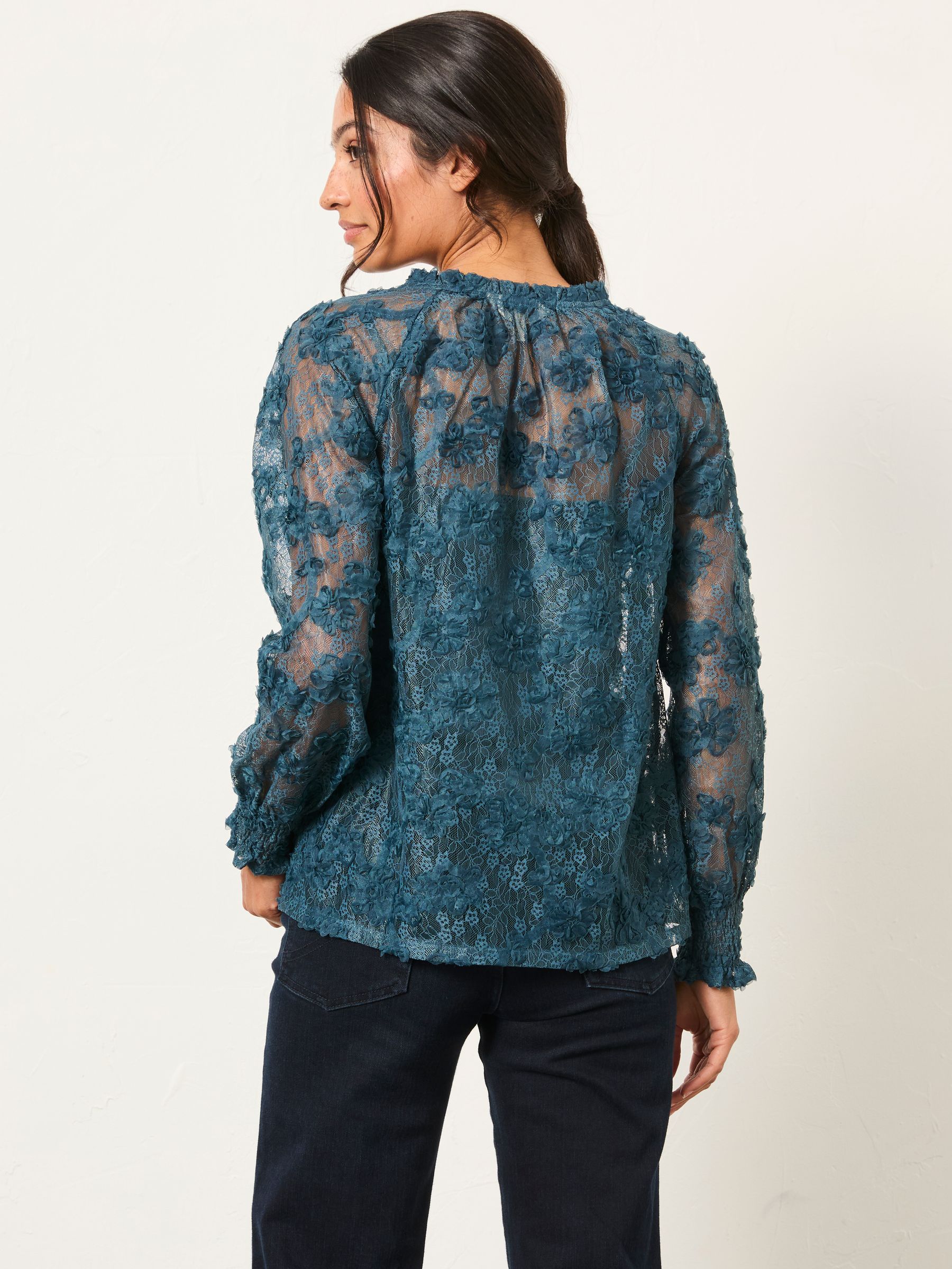 Flo Blue Navy Lace Top