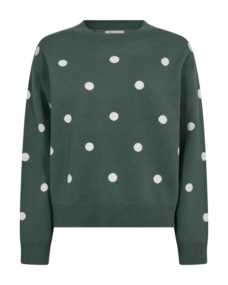 FQFLOW – FEINSTRICK-PULLOVER - GRUN UND WEISS