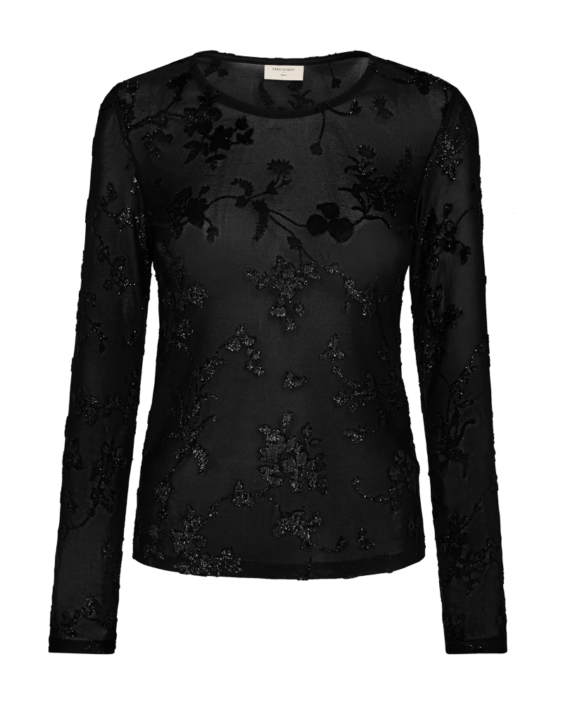 FQBISKA - BLUSE IN MESH-QUALITÄT - SCHWARZ