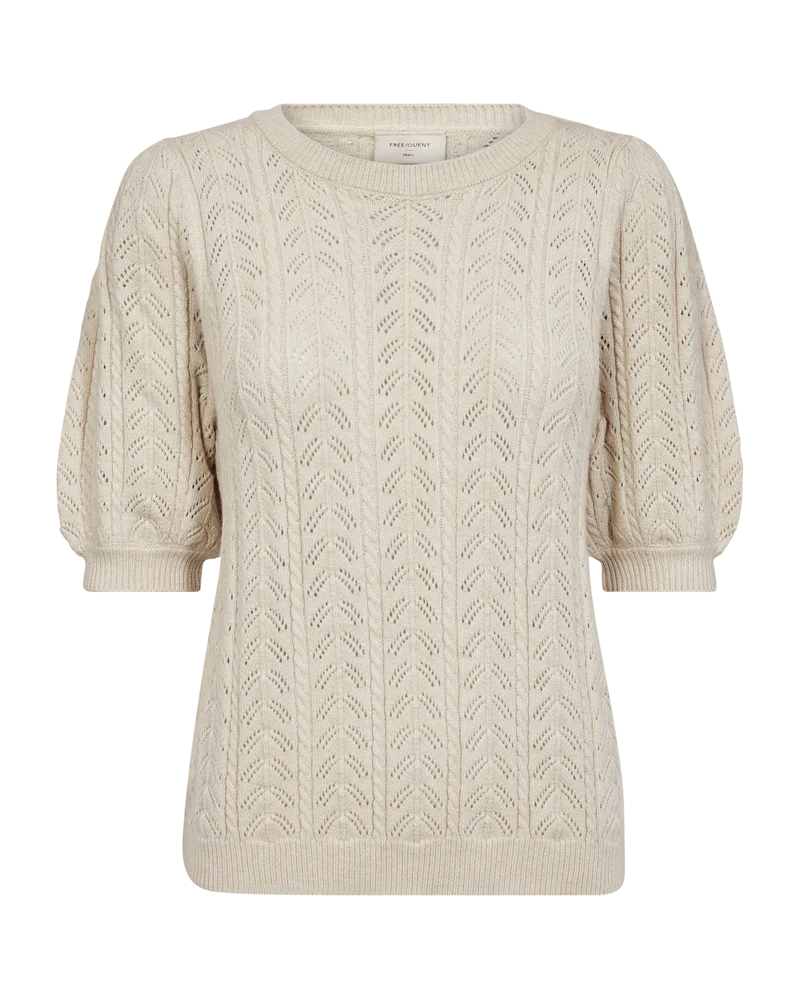 FQCLARRY – STRICKPULLOVER MIT LOCHMUSTER - BEIGE