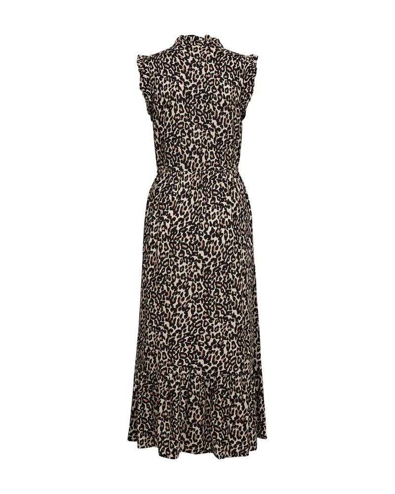 FQDORA – KLEID MIT RÜSCHEN - LEOPARD
